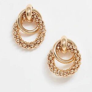 New! Anthro Gold Double Circle Knocker Earrings